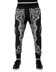 Dolce & Gabbana Black Bandana Cotton Jogger Pants - IT50 | L - Joggers