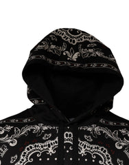 Dolce & Gabbana Black Bandana Print Crown Logo Cotton Hoodie Sweater - L - Hoodies