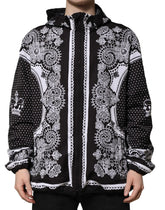 Dolce & Gabbana Black Bandana Print Hooded Bomber Jacket - IT58 | 3XL - Bomber Jackets