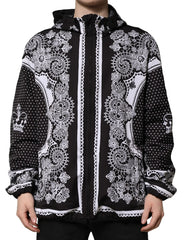 Dolce & Gabbana Black Bandana Print Hooded Bomber Jacket - IT58 | 3XL - Bomber Jackets