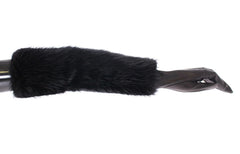 Dolce & Gabbana Black Beaver Fur Lambskin Leather Elbow Gloves - Gloves & Mittens