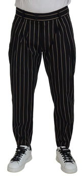 Dolce & Gabbana Black Beige Striped Cotton Stretch Pants - IT46 | S - Chinos