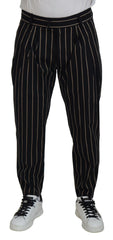 Dolce & Gabbana Black Beige Striped Cotton Stretch Pants - IT46 | S - Chinos