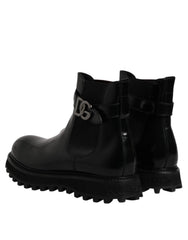 Dolce & Gabbana Black Belted DG Logo Men Chelsea Boots Shoes - EU44/US11