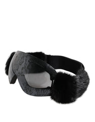 Dolce & Gabbana Black Bi0759 Lace Mirrored Ski Goggles Mask Sunglasses