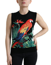 Dolce & Gabbana Black Bird Wool Knit Sleeveless Tank T-shirt - IT38 | XS - Tank Tops