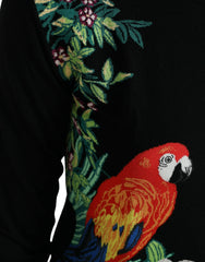 Dolce & Gabbana Black Bird Wool Long Sleeve Cardigan Sweater - Cardigans