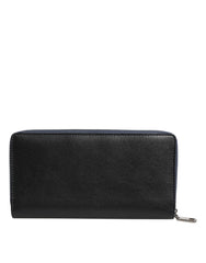 Dolce & Gabbana Black Blue Exotic Leather Men Continental Clutch Wallet - Wallets