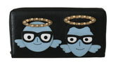 Dolce & Gabbana Black Blue Leather #DGFAMILY Zipper Continental Wallet - Wallets