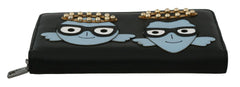 Dolce & Gabbana Black Blue Leather #DGFAMILY Zipper Continental Wallet - Wallets