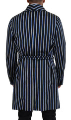 Dolce & Gabbana Black Blue Martini Printed Lining Robe - IT48 | M - Robes