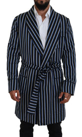 Dolce & Gabbana Black Blue Martini Printed Lining Robe - IT48 | M - Robes