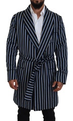 Dolce & Gabbana Black Blue Martini Printed Lining Robe - IT48 | M - Robes