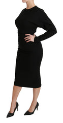 Dolce & Gabbana Black Bodycon Sheath Midi Stretch Dress - IT40|S - Dresses