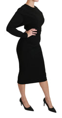 Dolce & Gabbana Black Bodycon Sheath Midi Stretch Dress - IT40|S - Dresses