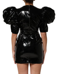 Dolce & Gabbana Black Bodycon Sheath Puff Sleeve Mini Dress - IT46|XL - Dresses