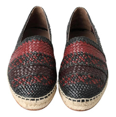 Dolce & Gabbana Black Bordeaux Buffalo Leather Espadrille Shoes - Flats