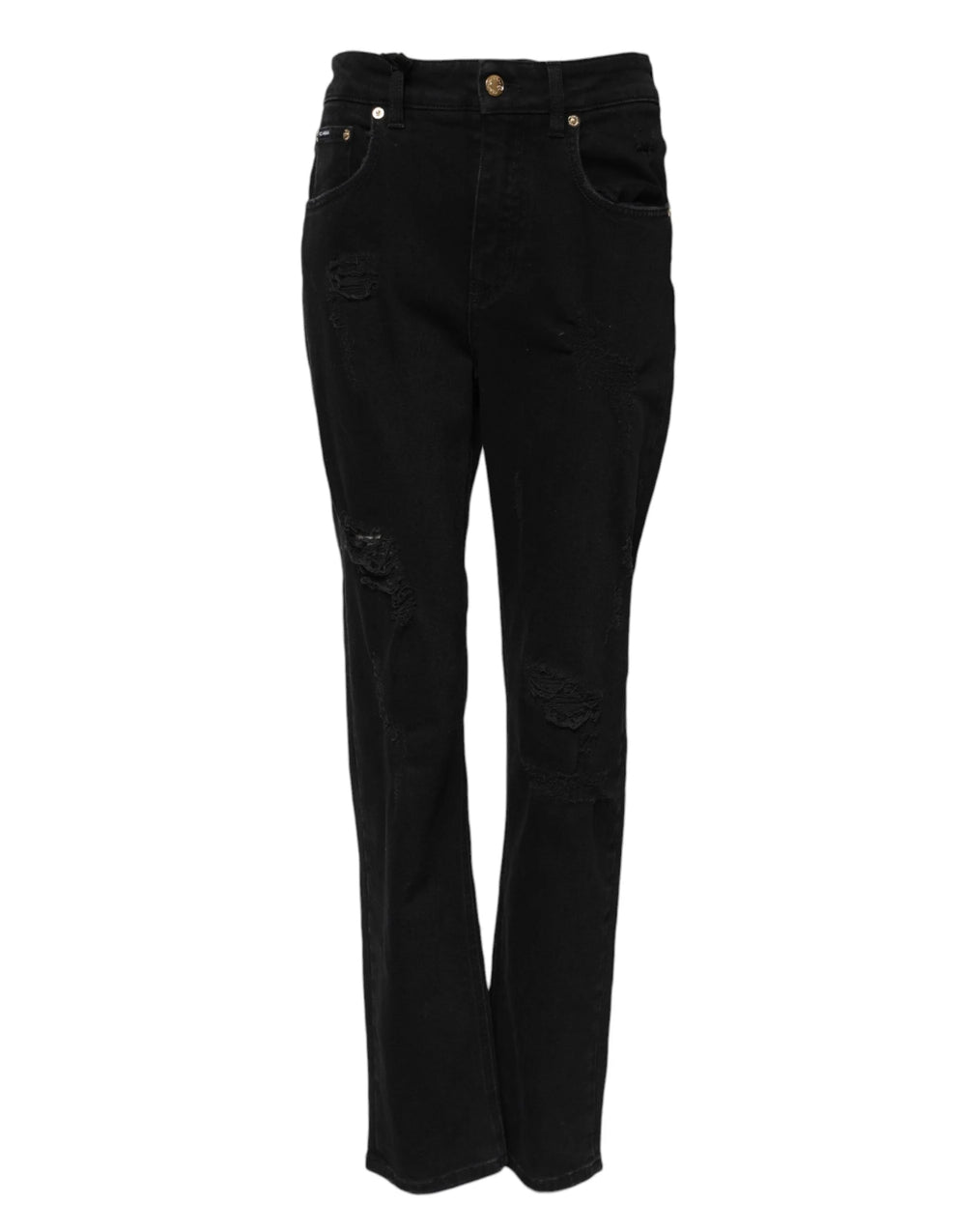 Dolce & Gabbana Black Boyfriend Cotton Flared Denim Jeans - IT38 | XS - Jeans