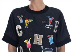 Dolce & Gabbana Black Brocade Cocktail Crystal Sweater - IT38 | S - Sweaters
