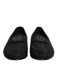 Dolce & Gabbana Black Brocade Crown Loafers Dress Shoes - Flats