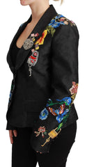 Dolce & Gabbana Black Brocade Crystal Blazer Jacket - IT46 | L - Coats & Jackets