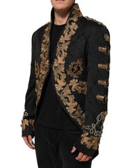 Dolce & Gabbana Black Brocade Embroidery Men Coat Jacket - IT54 | XL - Sport Jackets