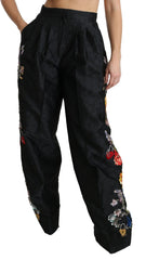 Dolce & Gabbana Black Brocade Floral Sequined Beaded Pants - IT42|M - Trousers