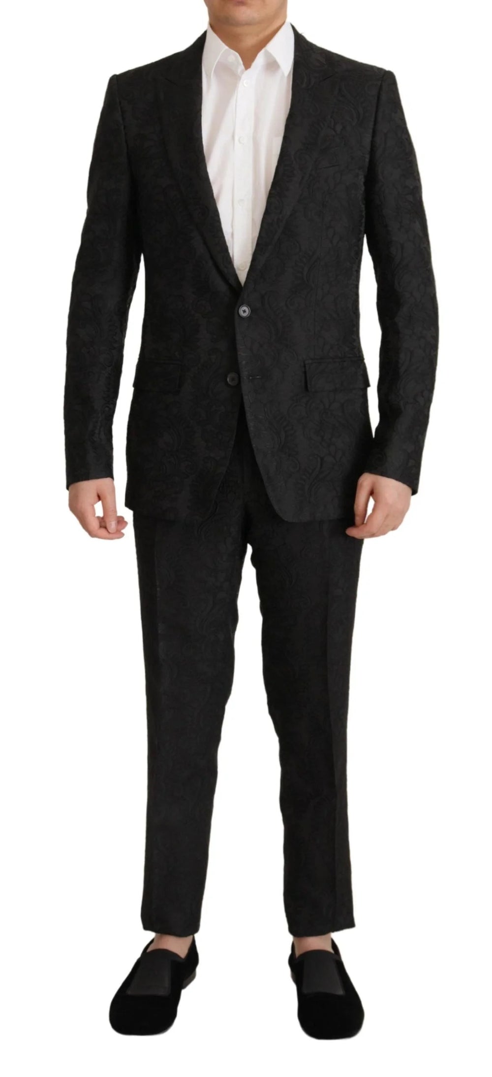 Dolce & Gabbana Black Brocade Formal 2 Piece MARTINI Suit - IT46 | S - Suits