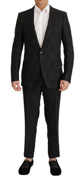 Dolce & Gabbana Black Brocade Formal 2 Piece MARTINI Suit - IT46 | S - Suits