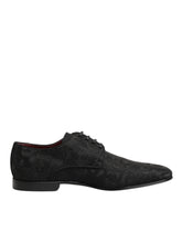 Dolce & Gabbana Black Brocade Lace Up Derby Men Dress Shoes - Shoes
