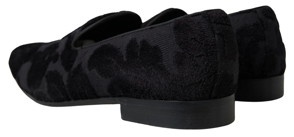 Dolce & Gabbana Black Brocade Loafers Formal Shoes - EU44/US11