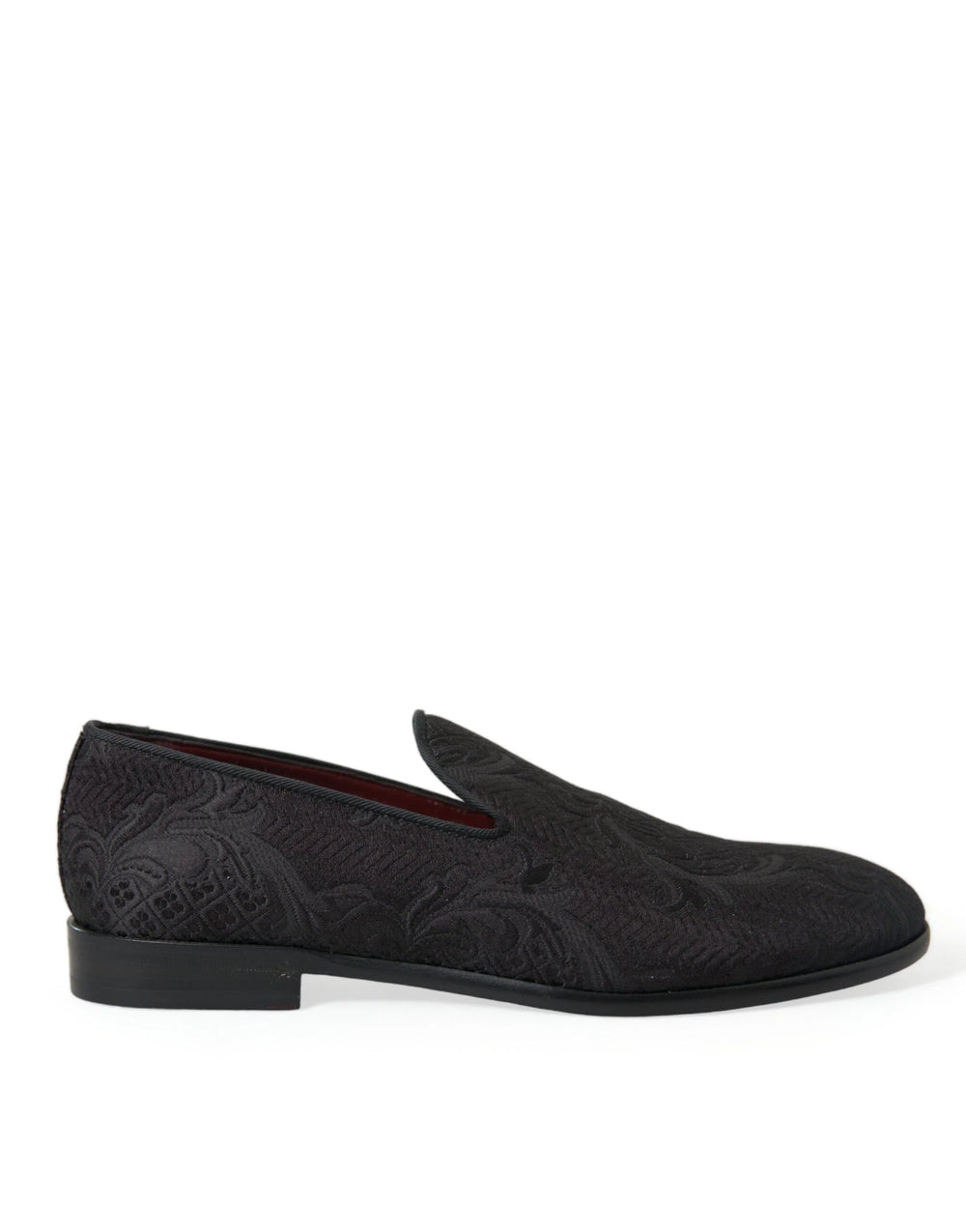 Dolce & Gabbana Black Brocade Men Slip On Loafer Dress Shoes - EU40.5/US7.5 - Flats