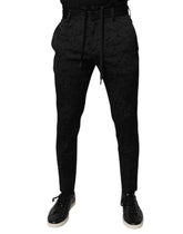 Dolce & Gabbana Black Brocade Polyester Skinny Dress Pants - Trousers