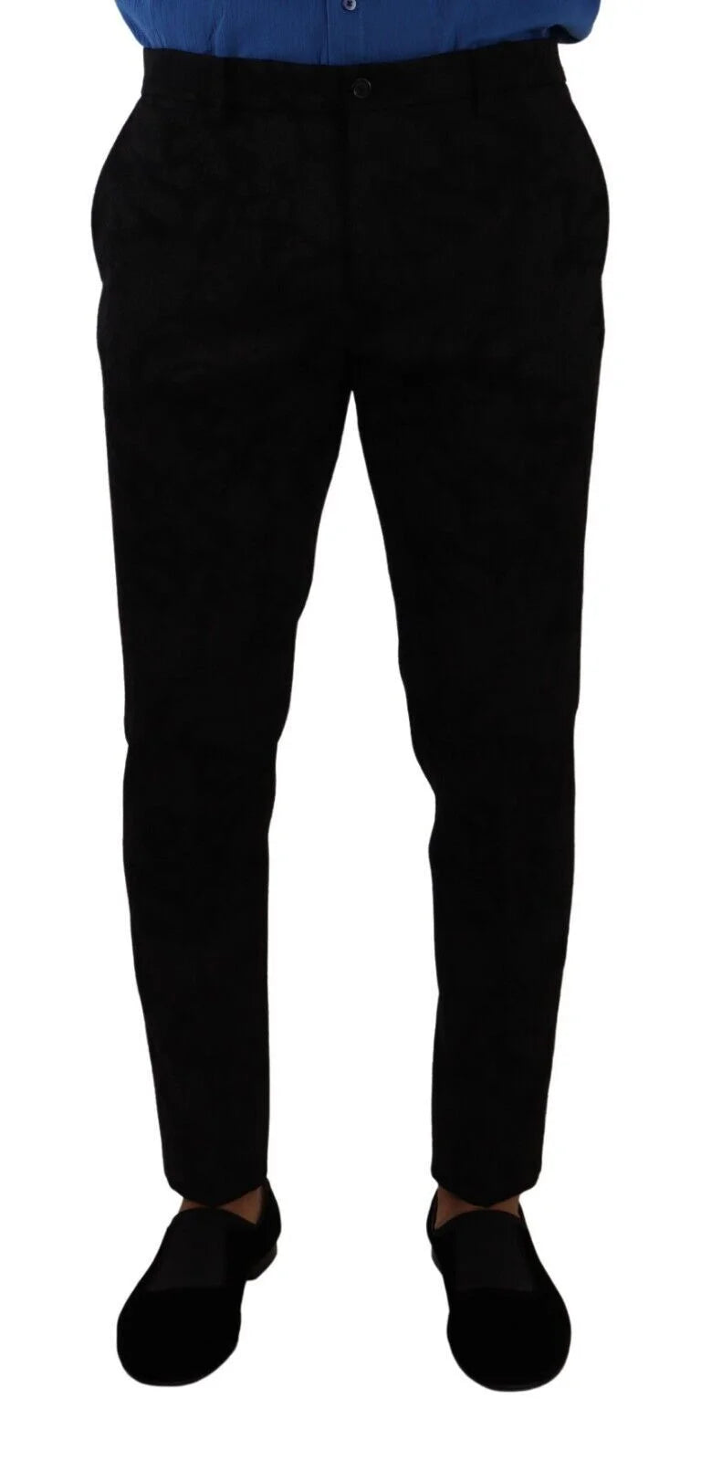 Dolce & Gabbana Black Brocade Skinny Formal Trouser Dress Pants - IT48 | M - Trousers
