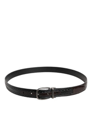 Dolce & Gabbana Black Brown Leather Classic Metal Buckle Belt - Belts