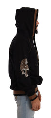 Dolce & Gabbana Black Brown Leopard Cotton Hooded Pullover Sweater - IT52 | L - Hoodies