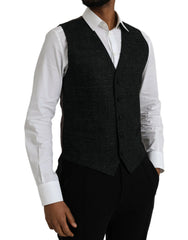 Dolce & Gabbana Black Brown Silk Waistcoat Dress Formal Vest - IT48 | M - Vests
