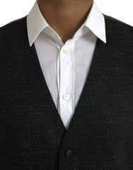 Dolce & Gabbana Black Brown Silk Waistcoat Dress Formal Vest - IT48 | M - Vests