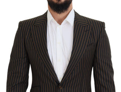 Dolce & Gabbana Black Brown Stripes Single Breasted Blazer - IT48 | M - Sport Jackets