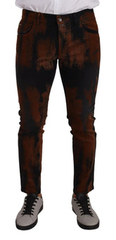 Dolce & Gabbana Black Brown Tie Dye Cotton Skinny Denim Jeans - IT48 | M - Jeans