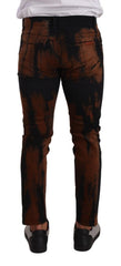 Dolce & Gabbana Black Brown Tie Dye Cotton Skinny Denim Jeans - IT48 | M - Jeans