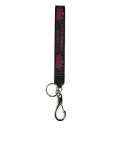 Dolce & Gabbana Black Burgundy Nylon DG Logo Crown Holder Keychain Keyring - Keychains