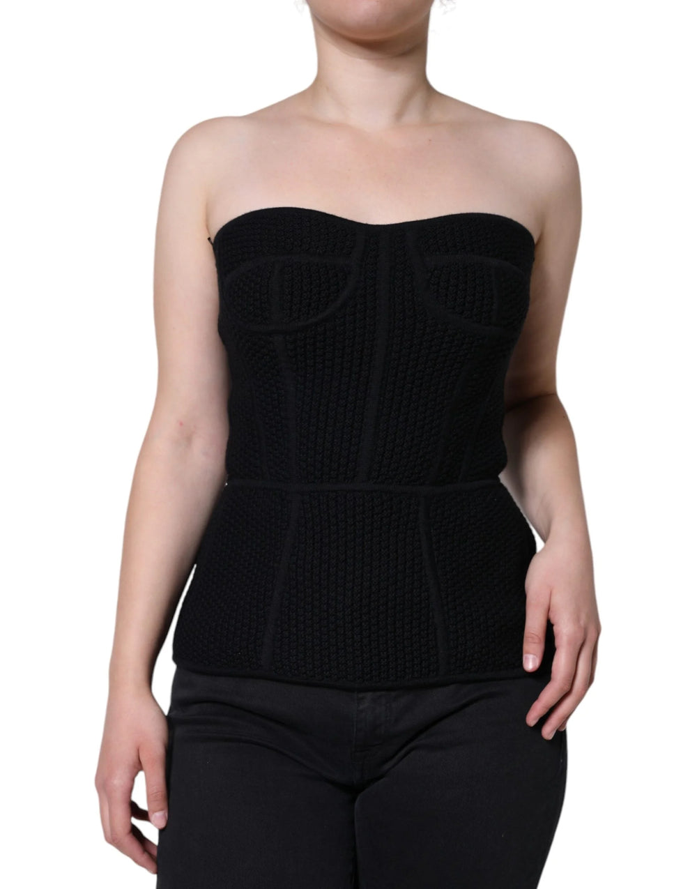 Dolce & Gabbana Black Bustier Sleeveless Corset Blouse Top - IT40|S - Tank Tops
