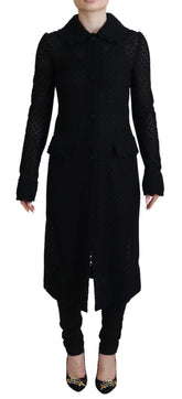 Dolce & Gabbana Black Button Down Long Blazer Cotton Jacket - IT40|S - Overcoats