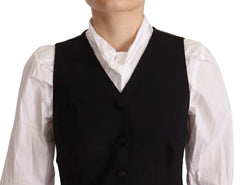 Dolce & Gabbana Black Button Down Sleeveless Vest Viscose Top - Vests