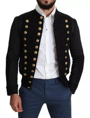 Dolce & Gabbana Black Button Embellished Military Jacket - IT44 | XS - Bomber Jackets