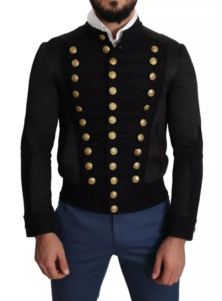 Dolce & Gabbana Black Button Embellished Military Jacket - IT44 | XS - Bomber Jackets