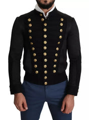 Dolce & Gabbana Black Button Embellished Military Jacket - IT44 | XS - Bomber Jackets