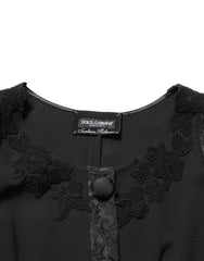 Dolce & Gabbana Black Button Fastening Lace Trimmed Blazer Jacket - IT42|M