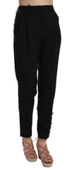 Dolce & Gabbana Black Button Pleated Tapered Trouser Pants - IT36|XXS - Trousers